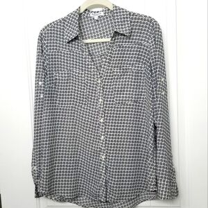 Express Portofino Shirt Black White Geometric Print